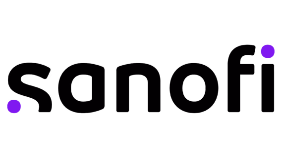 Sanofi logo with purple dot over lowercase black text on transparent background.